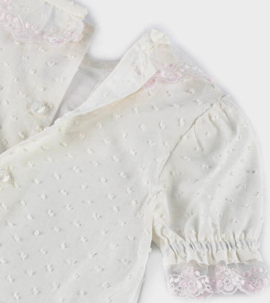 Miranda Baby Girl Pink & Ivory Cotton Shorts Set