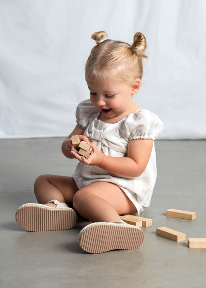 Mayoral Girls Beige Striped Shorts Set