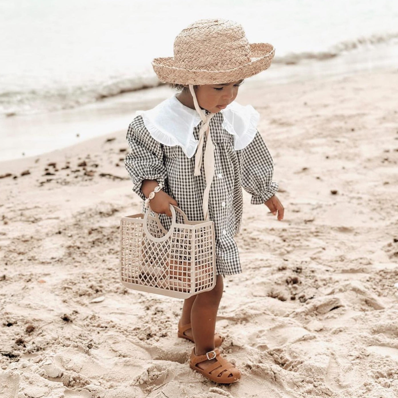 Gingham Dress With Maxi Collar (Two Colours)