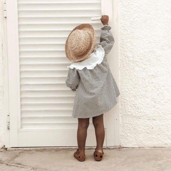 Gingham Dress With Maxi Collar (Two Colours)