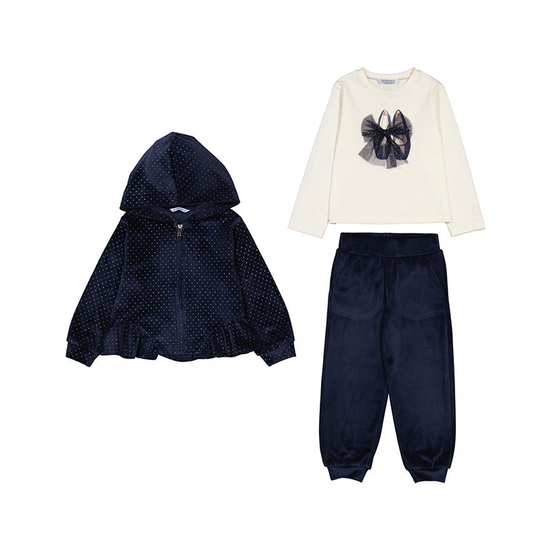 Mayoral Girls Navy & Ivory Sparkly Velour Tracksuit 3 Piece