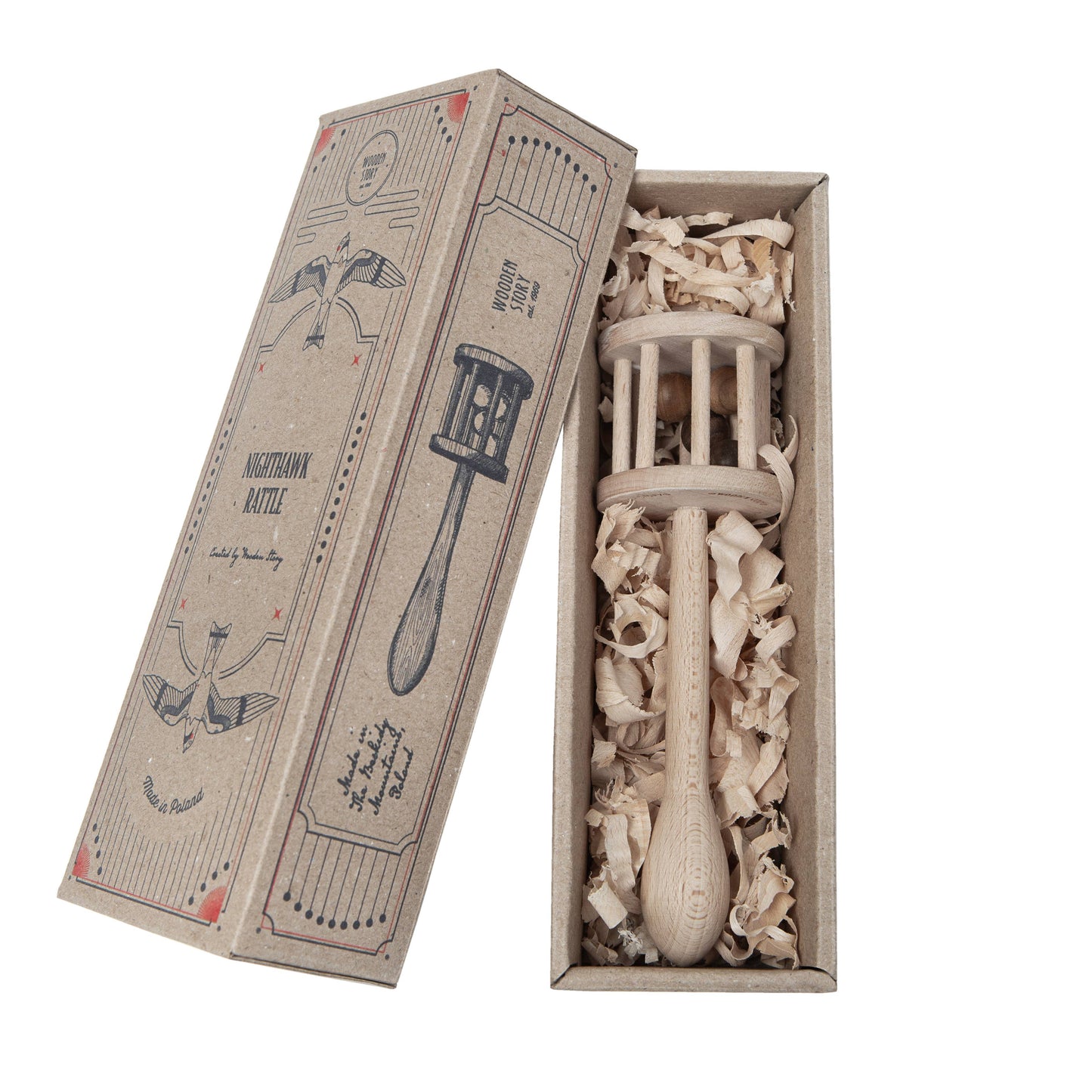 Nighthawk Wooden Baby Rattle