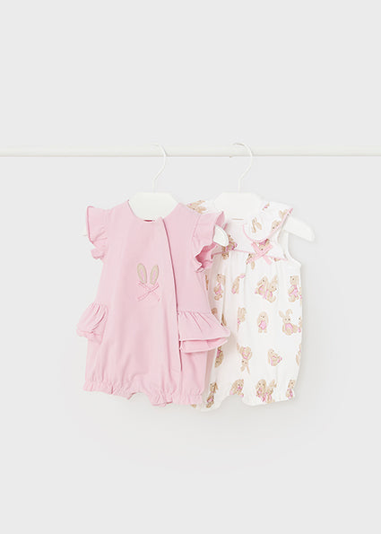 Mayoral Pink & Ivory Cotton Bunny Baby Blanket