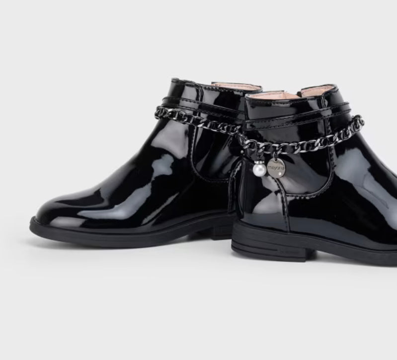 Mayoral Girls Black Patent Boot