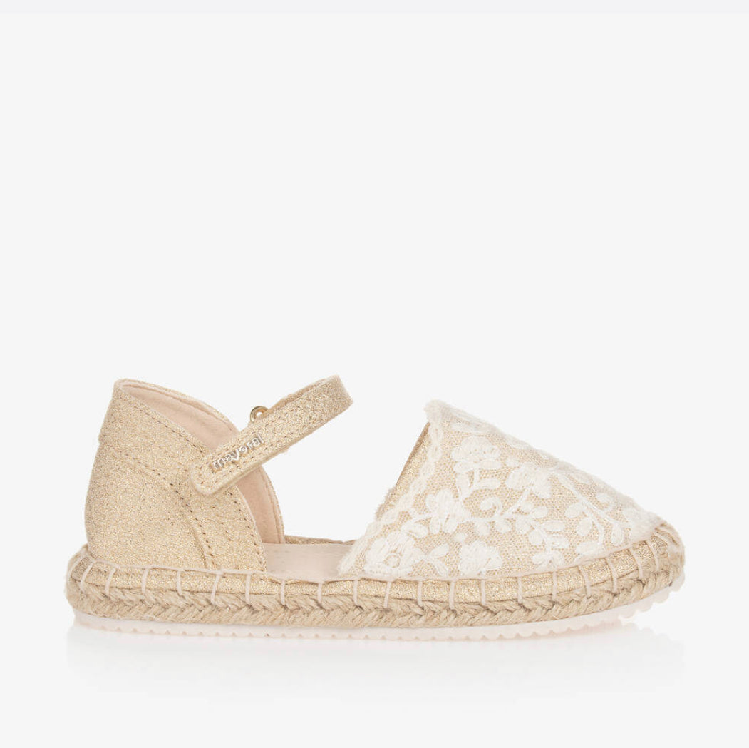 Mayoral Girls Ivory & Gold Espadrille Sandals