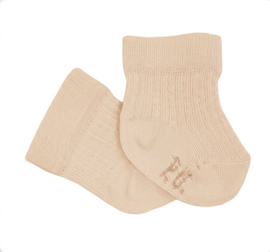 Pretty Originals Boys Beige Ribbed Ankle Socks