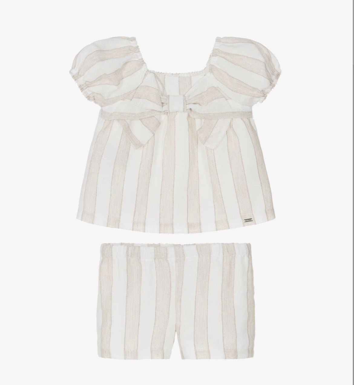 Mayoral Girls Beige Striped Shorts Set