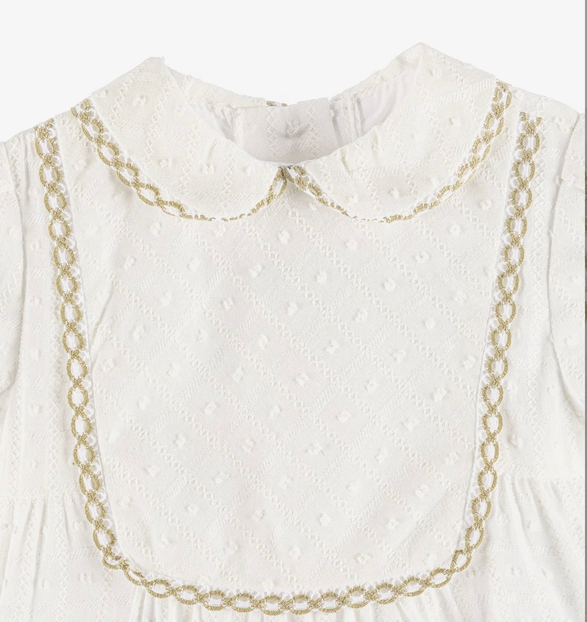 Miranda Baby Unisex Ivory & Beige Cotton Romper