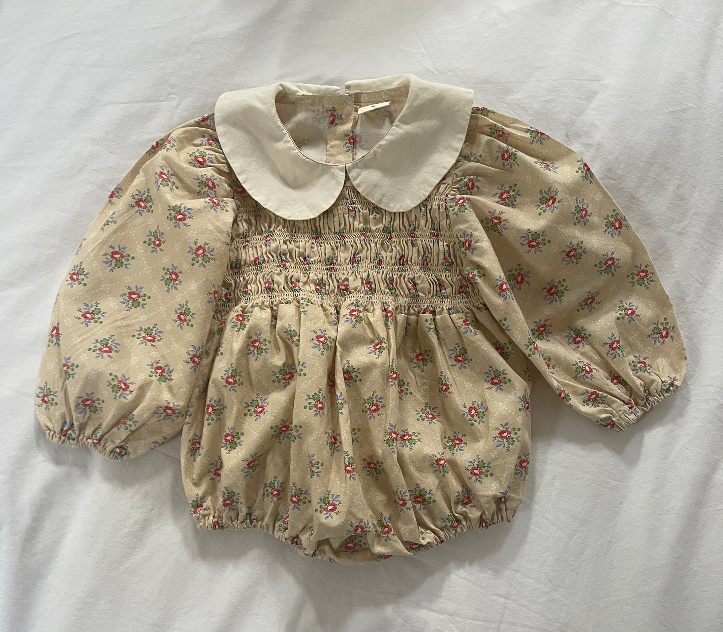Beatrice Floral Romper (Beige)
