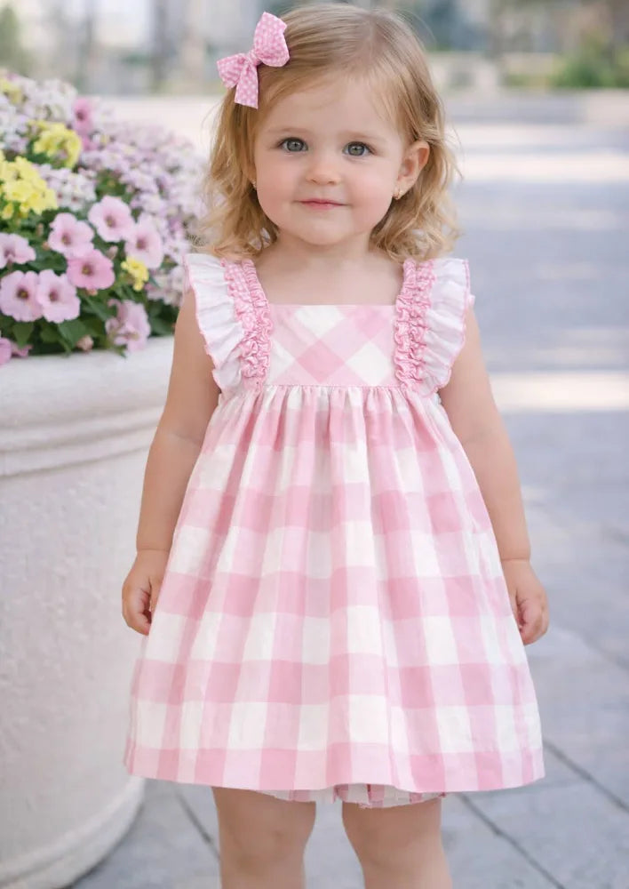 Miranda Baby Girl Pink & White Check Cotton Dress