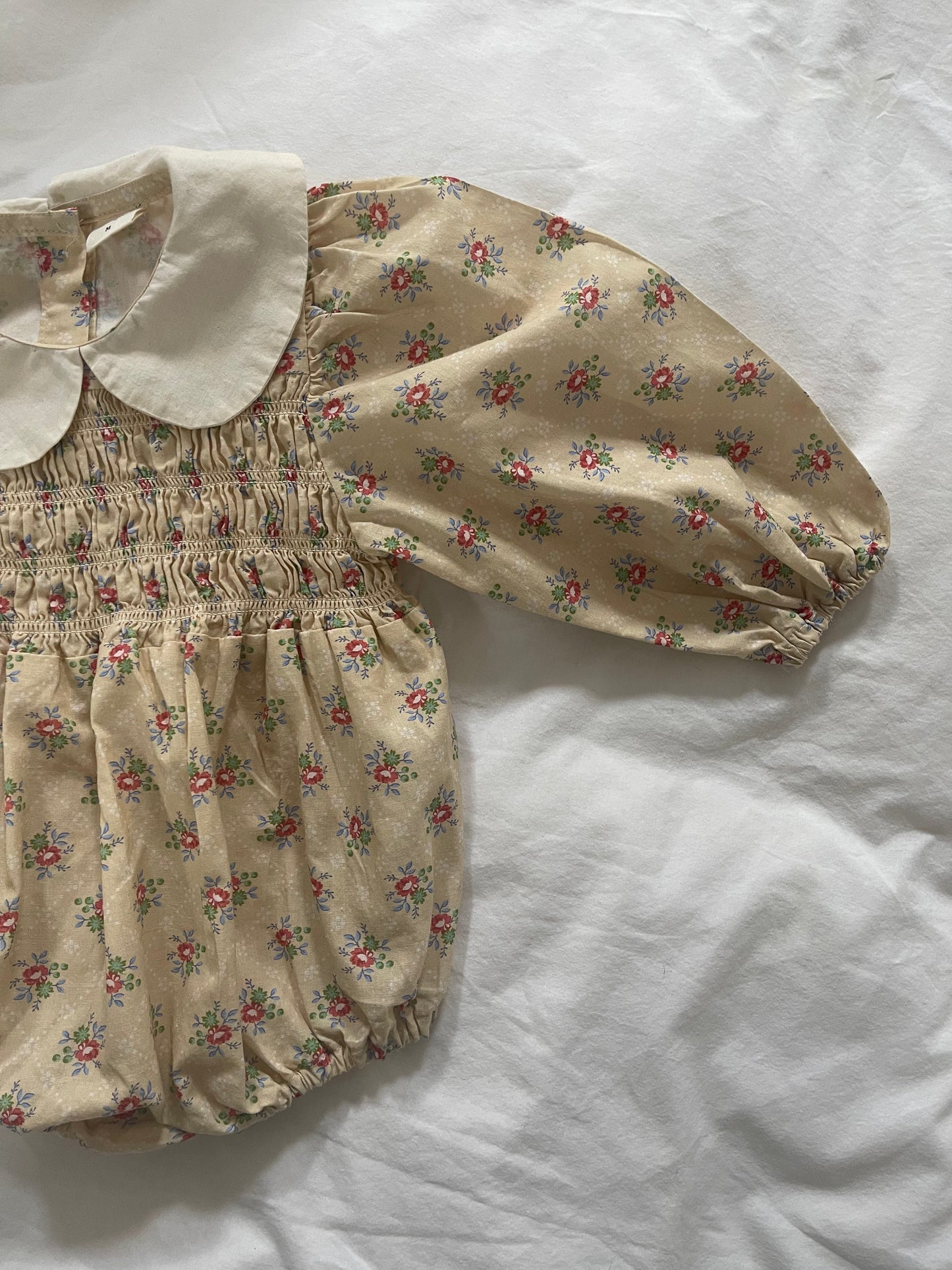 Beatrice Floral Romper (Beige)