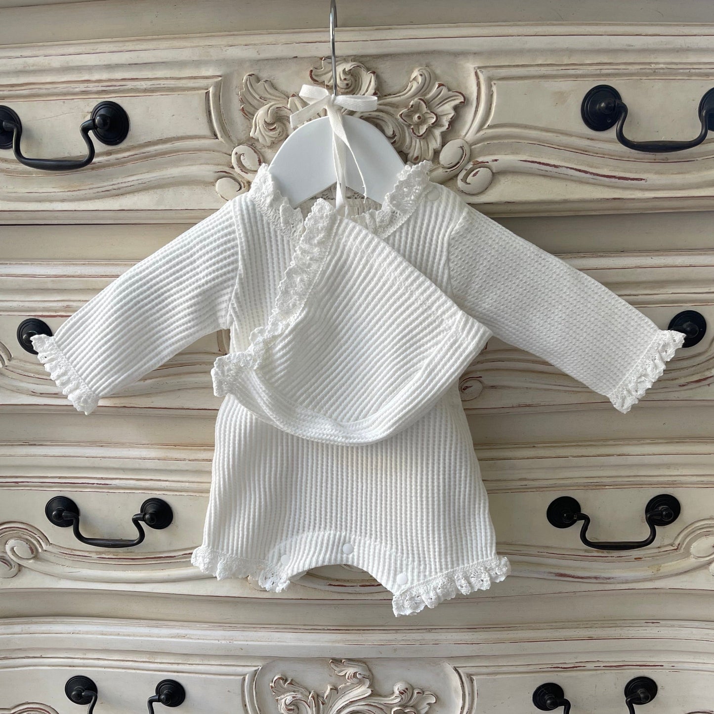 Shiloh Waffle Bodysuit + Bonnet Set (Two Colours)