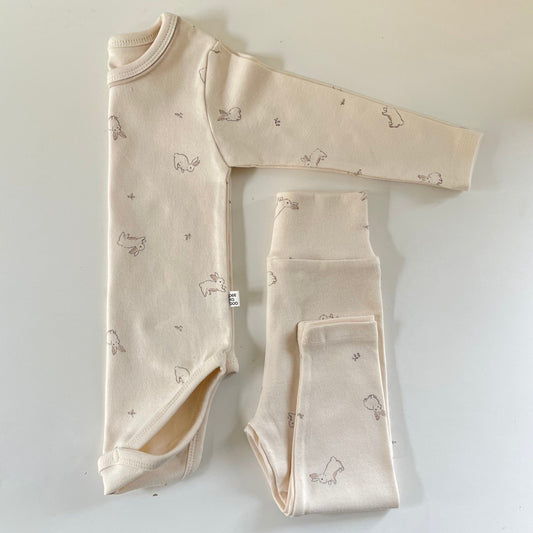 Bunny Print Bodysuit + Bottom Set (Two Colours)