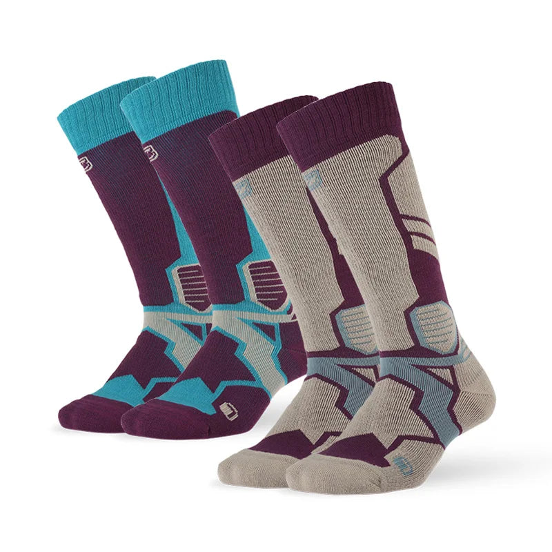 2 pairs Merino Wool Socks, ZEALWOOD Men's Women's  Skiing Trekking Socks Unisex Thermal Warm Winter Snow Cold Thick