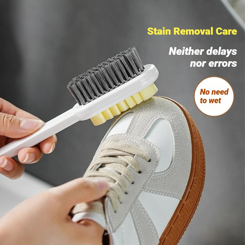 2 in 1 Scrub Suede Shoe Brush New Eraser Soft Suede Shoe Brush Cleaner Rubber Polish Eraser with Soft Plastic Bristles for Suede