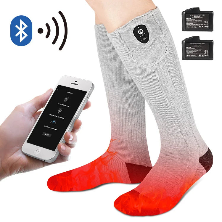 Electric Heated Socks Men Smart Temperature Control by Mobile Application Winter Thermal Sock Heat Stockings Woman Foot Warmer