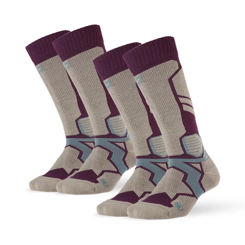 2 pairs Merino Wool Socks, ZEALWOOD Men's Women's  Skiing Trekking Socks Unisex Thermal Warm Winter Snow Cold Thick