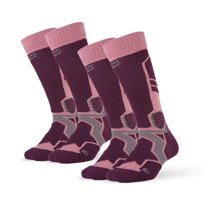 2 pairs Merino Wool Socks, ZEALWOOD Men's Women's  Skiing Trekking Socks Unisex Thermal Warm Winter Snow Cold Thick