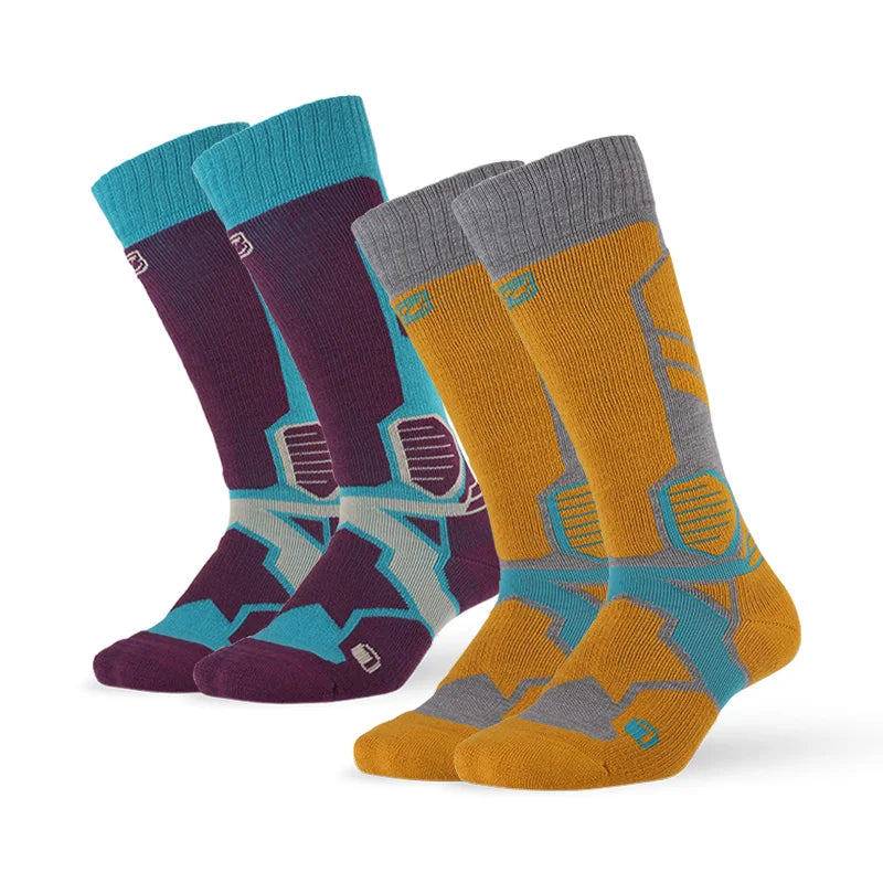 2 pairs Merino Wool Socks, ZEALWOOD Men's Women's  Skiing Trekking Socks Unisex Thermal Warm Winter Snow Cold Thick