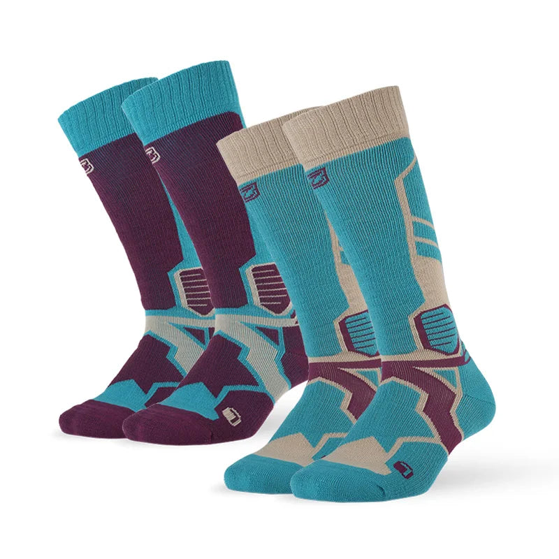 2 pairs Merino Wool Socks, ZEALWOOD Men's Women's  Skiing Trekking Socks Unisex Thermal Warm Winter Snow Cold Thick