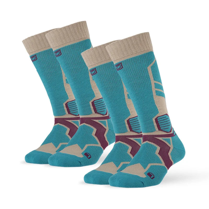 2 pairs Merino Wool Socks, ZEALWOOD Men's Women's  Skiing Trekking Socks Unisex Thermal Warm Winter Snow Cold Thick