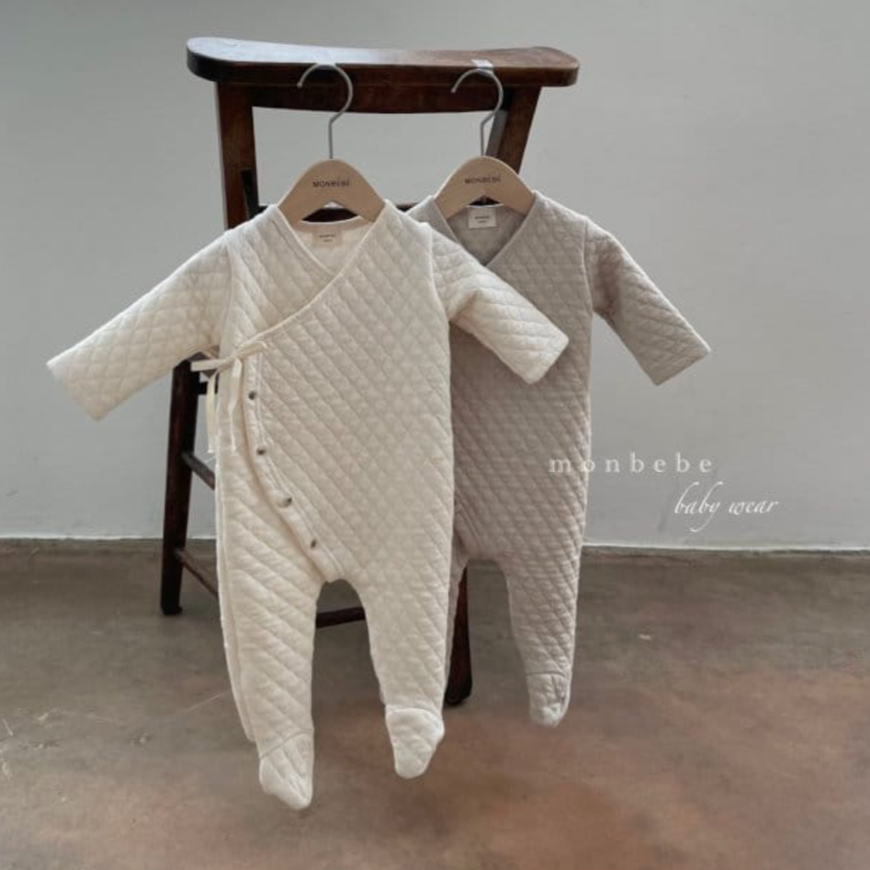 Quilted Onesie + Bunny Bonnet (Grey)