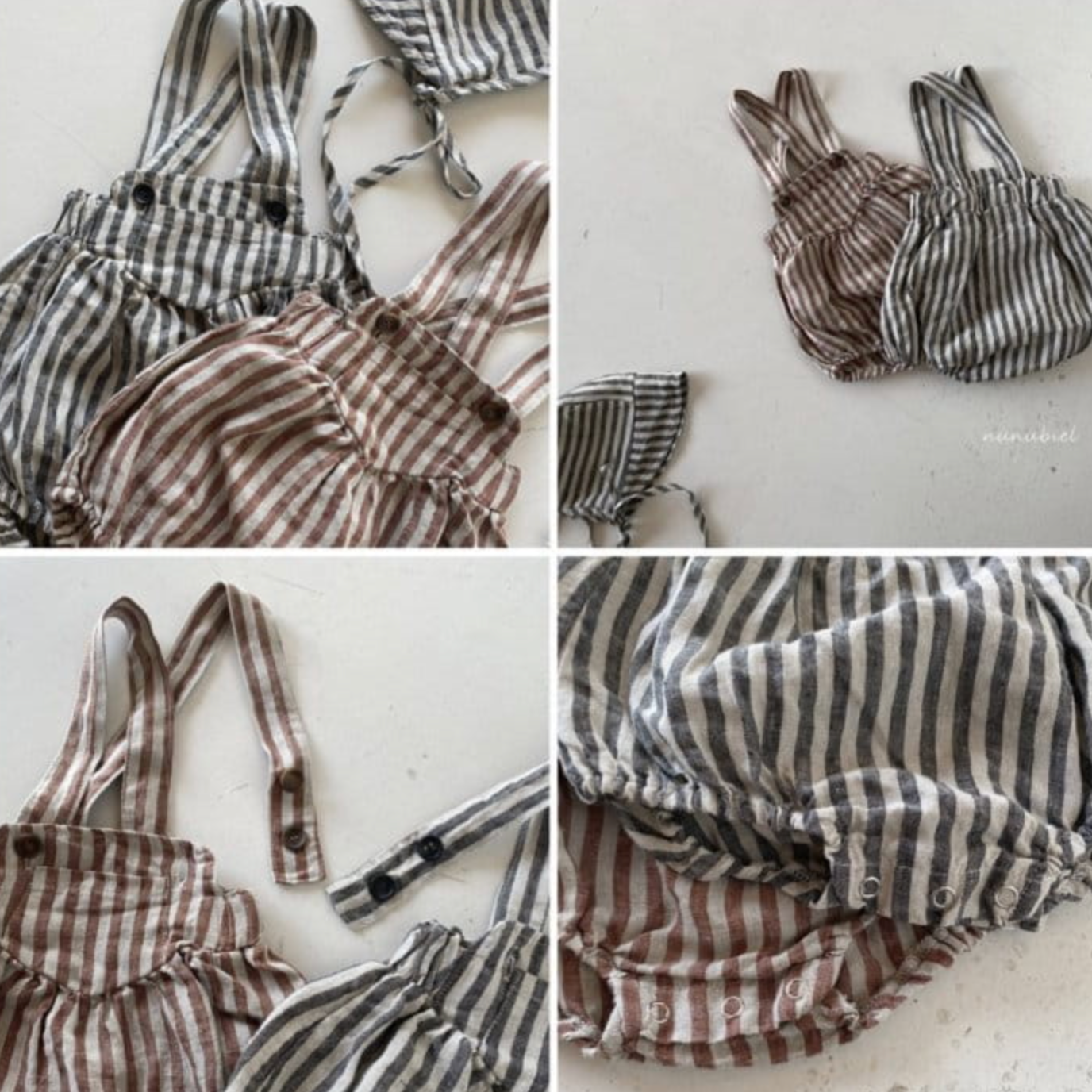 Striped Romper + Bonnet Set (Two Colours)