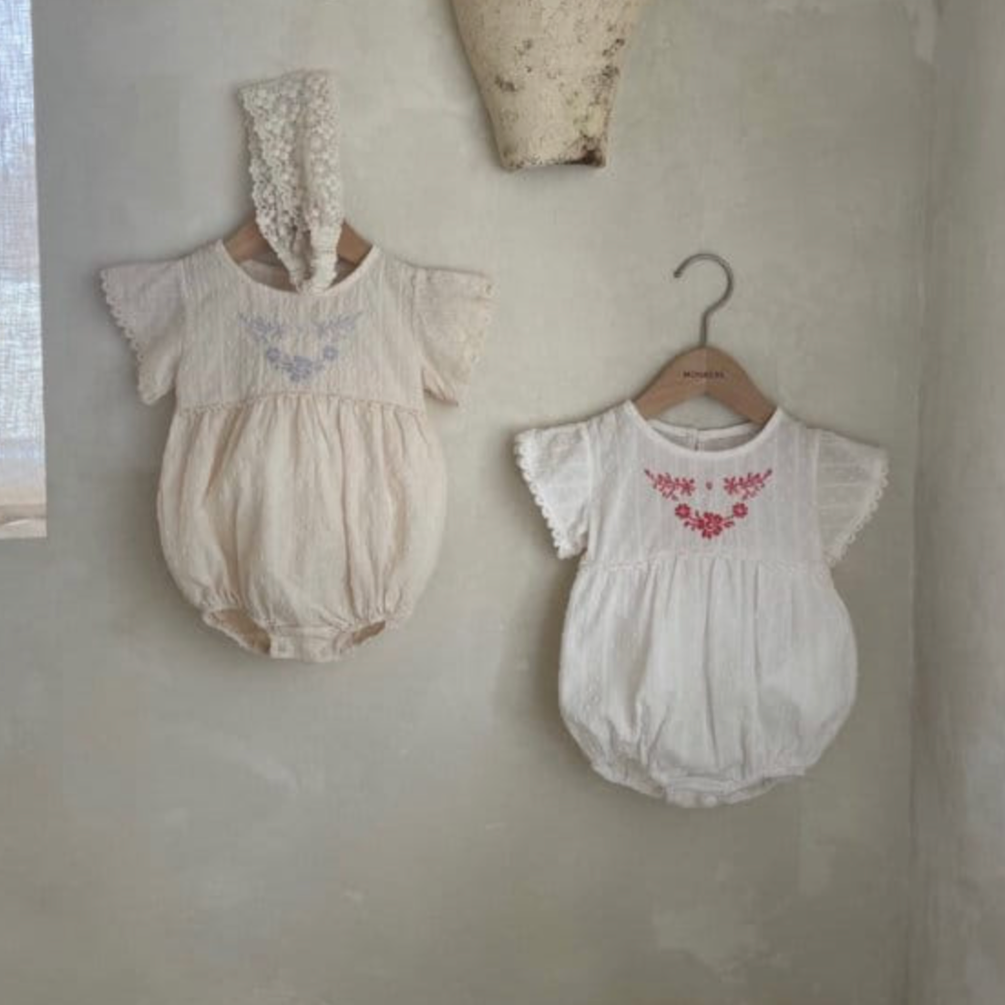 Embroidered Cotton Romper (Two Colours)
