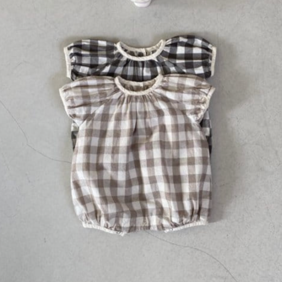 Checked Cotton Romper (Two Colours)