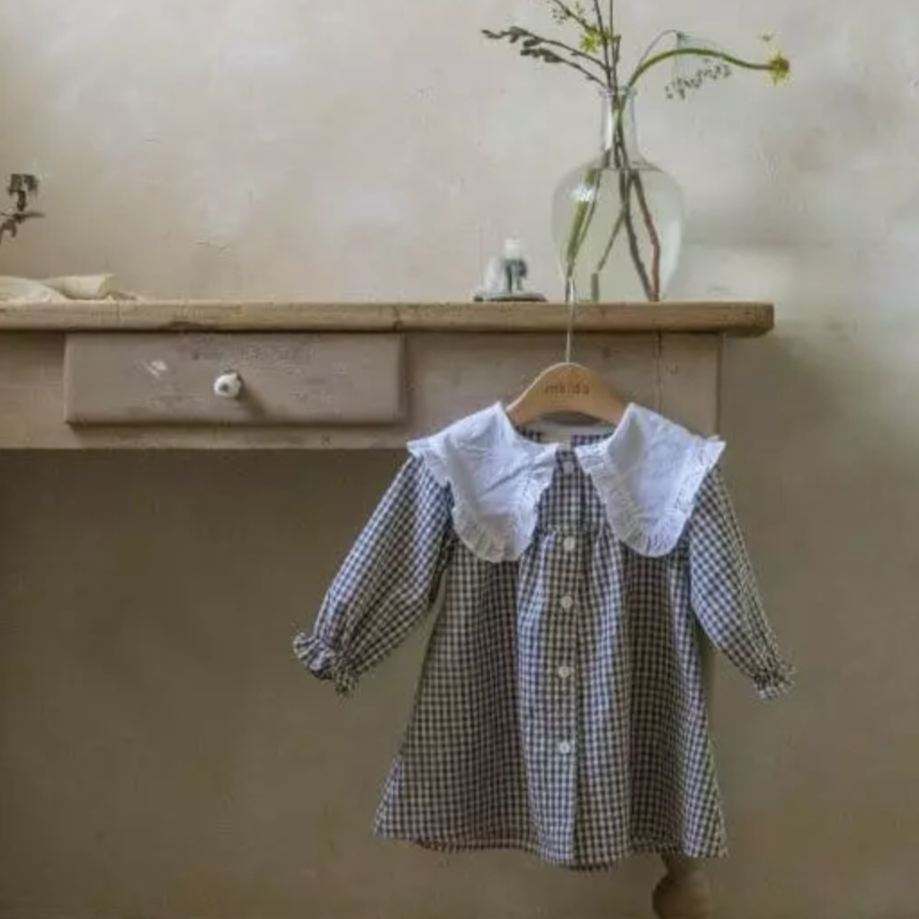 Gingham Dress With Maxi Collar (Two Colours)