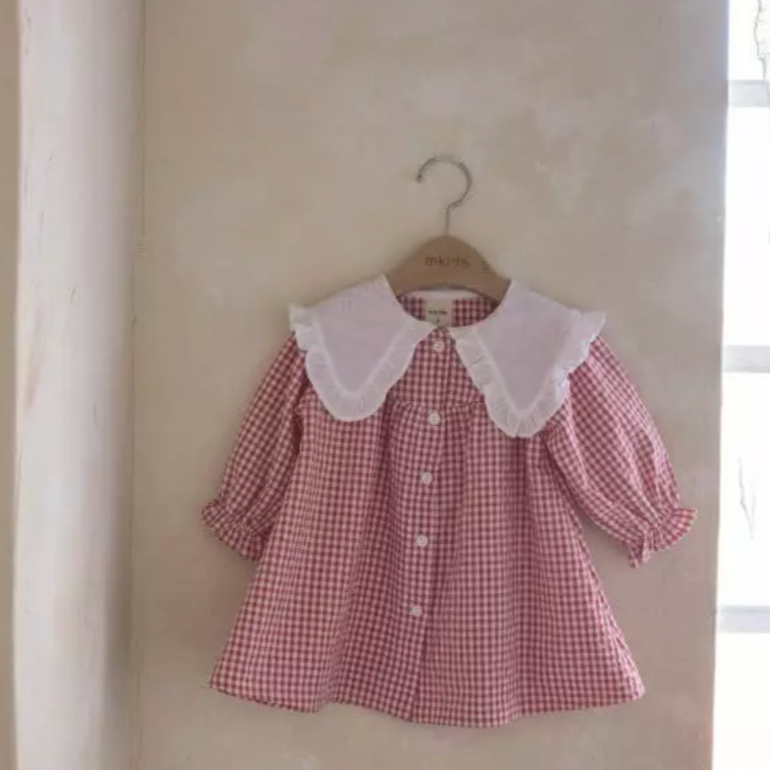 Gingham Dress With Maxi Collar (Two Colours)