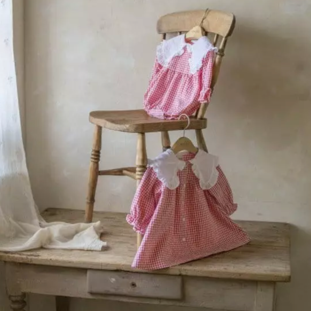 Gingham Dress With Maxi Collar (Two Colours)
