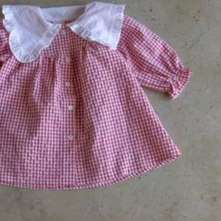 Gingham Dress With Maxi Collar (Two Colours)