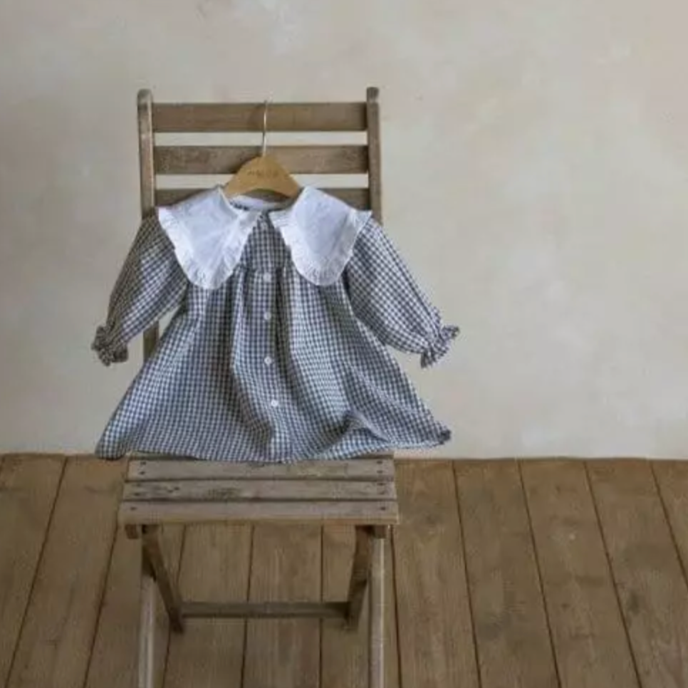 Gingham Dress With Maxi Collar (Two Colours)