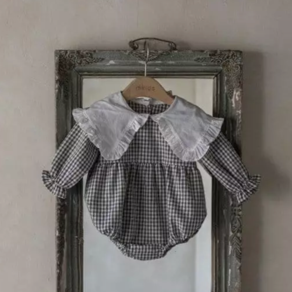 Gingham Romper With Maxi Collar (Two Colours)