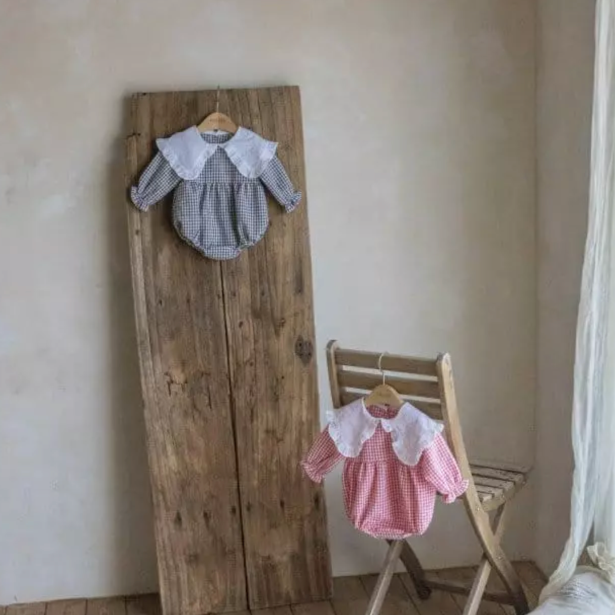 Gingham Romper With Maxi Collar (Two Colours)