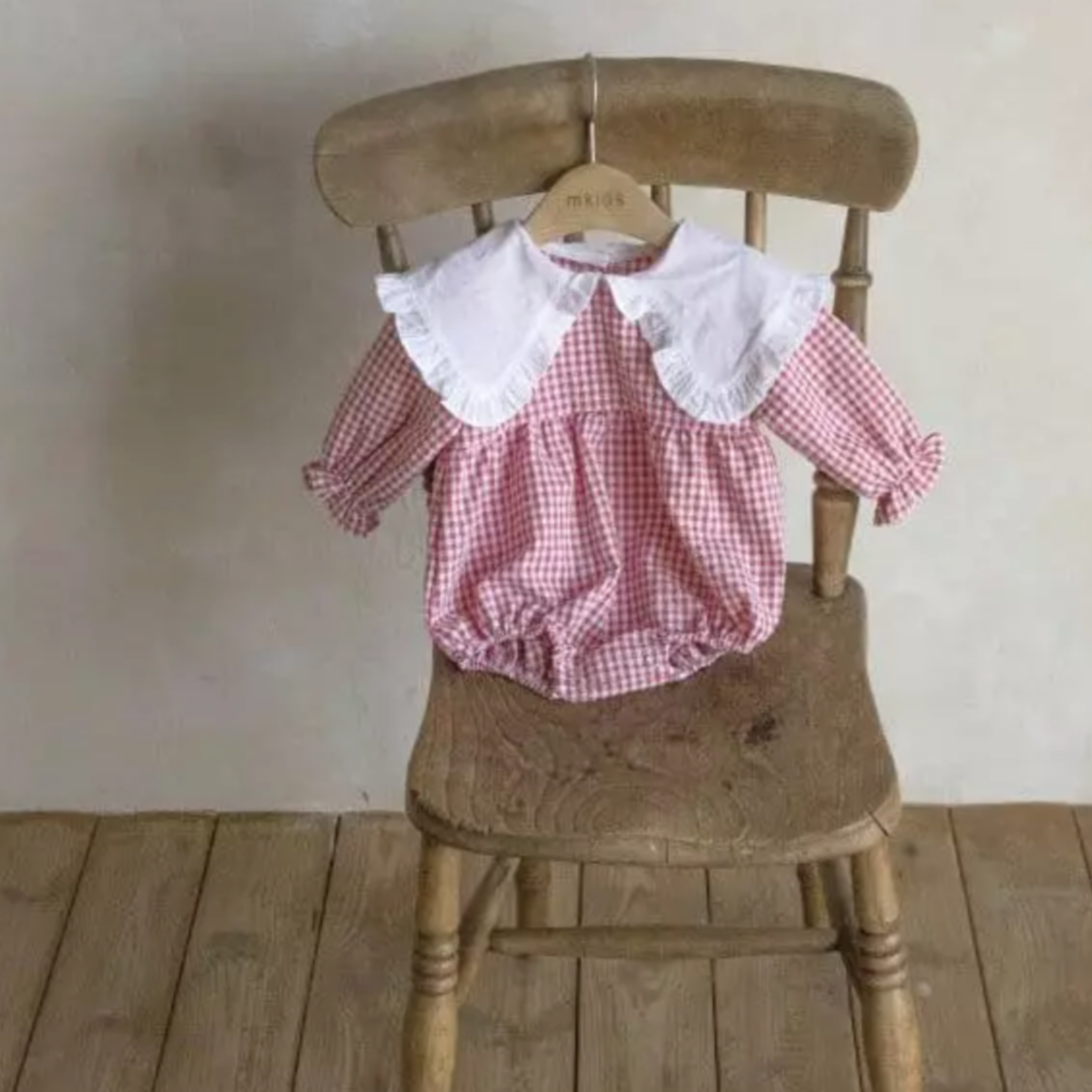 Gingham Romper With Maxi Collar (Two Colours)
