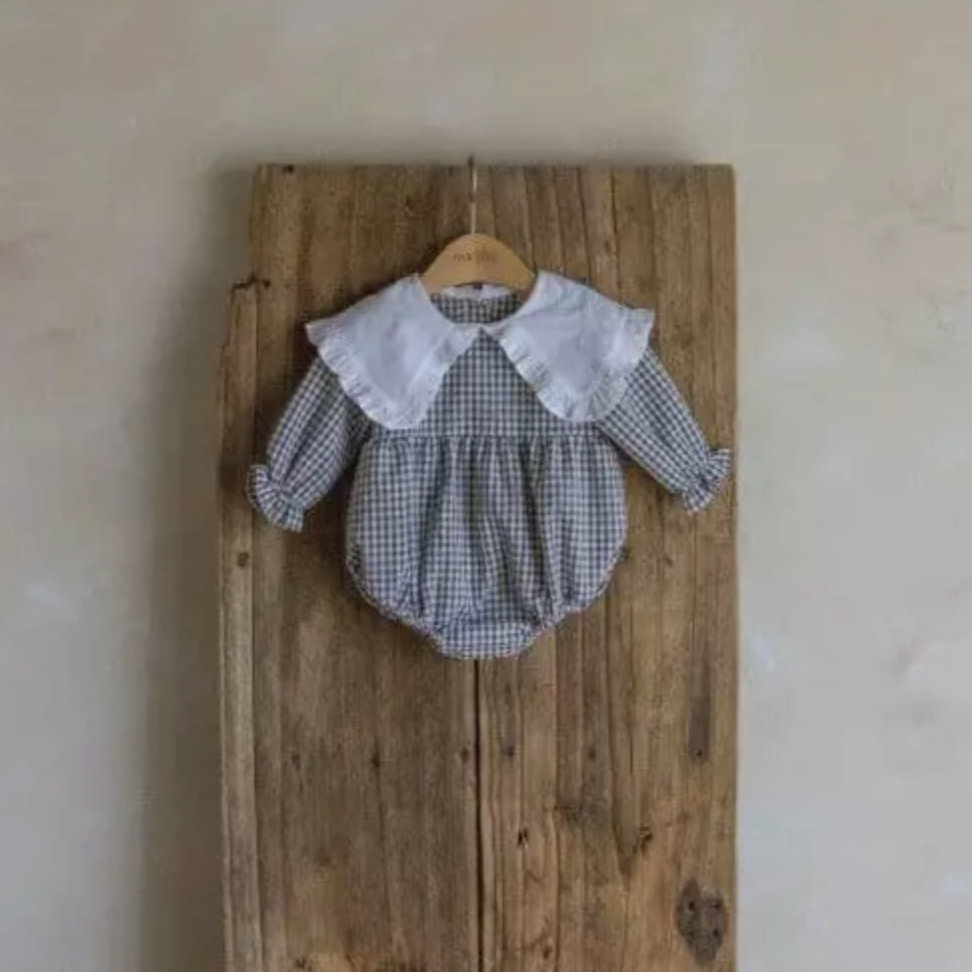Gingham Romper With Maxi Collar (Two Colours)