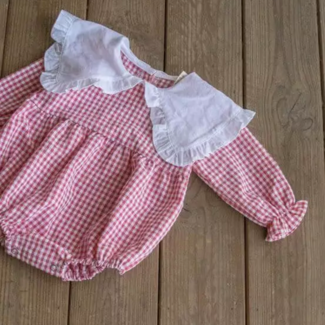 Gingham Romper With Maxi Collar (Two Colours)