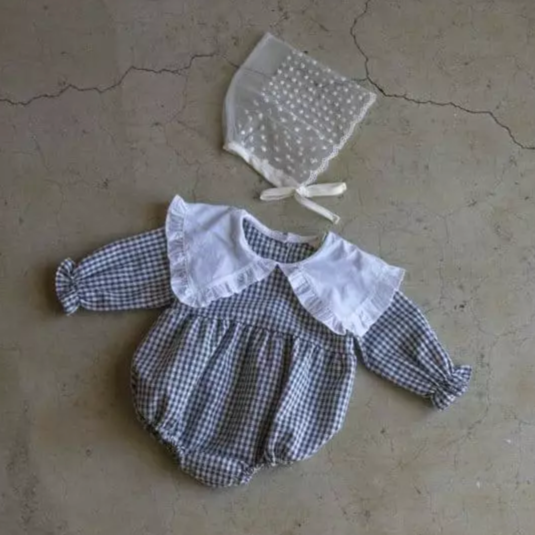 Gingham Romper With Maxi Collar (Two Colours)