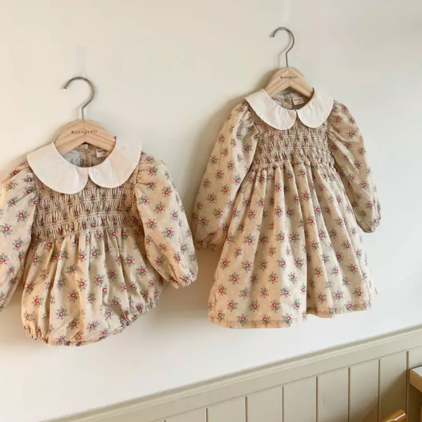 Beatrice Floral Romper (Beige)