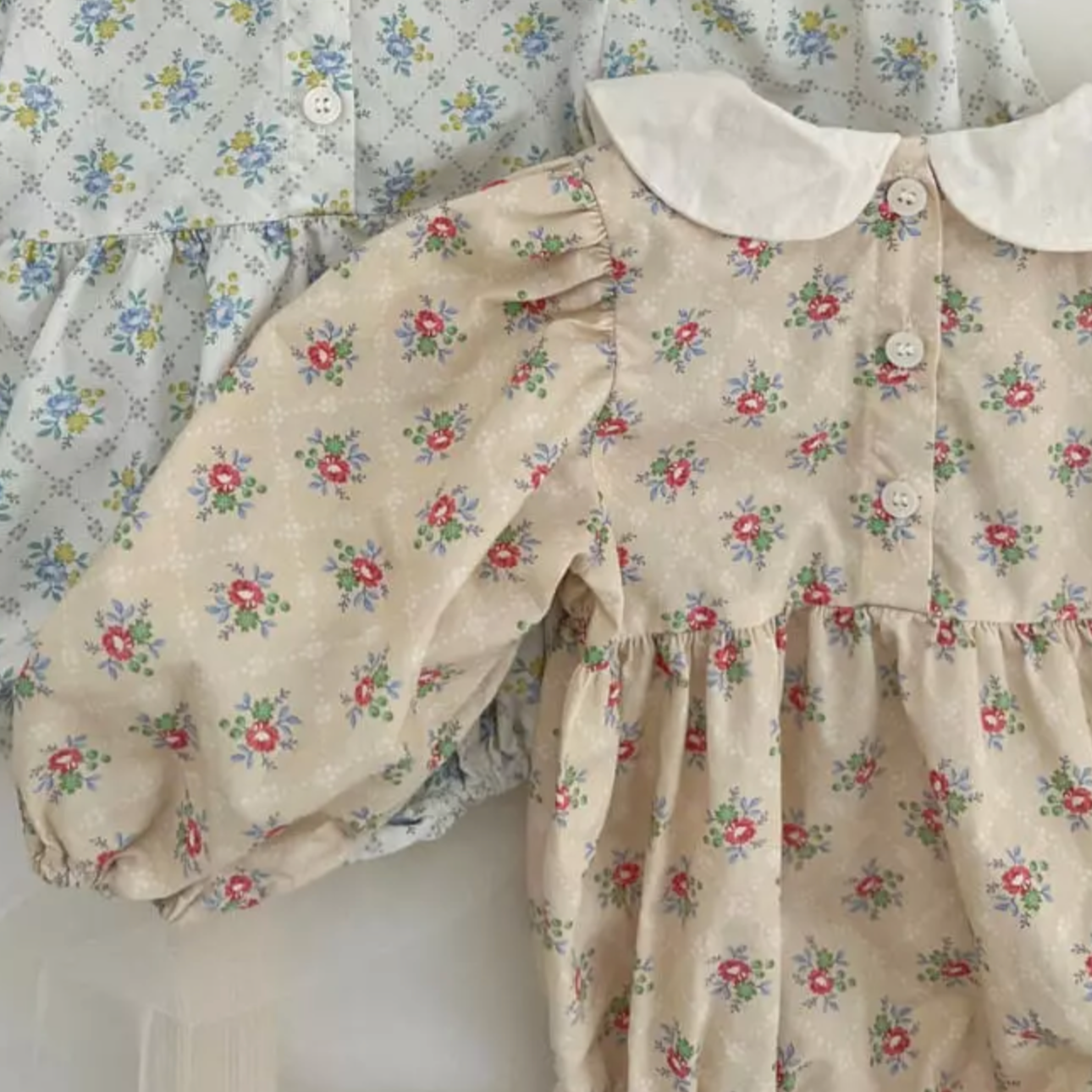 Beatrice Floral Romper (Beige)