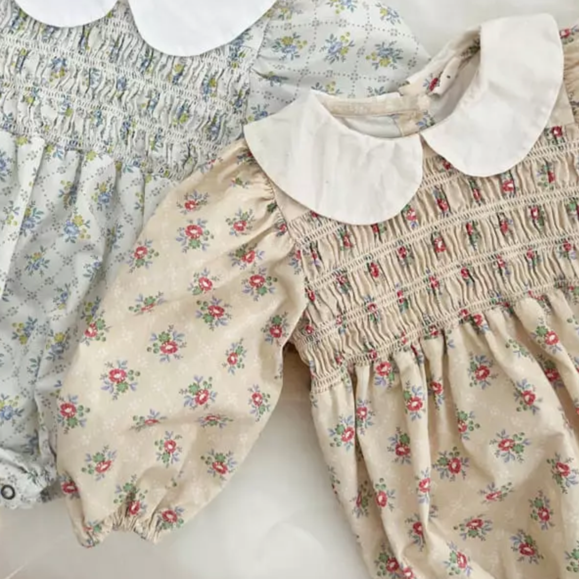 Beatrice Floral Romper (Beige)
