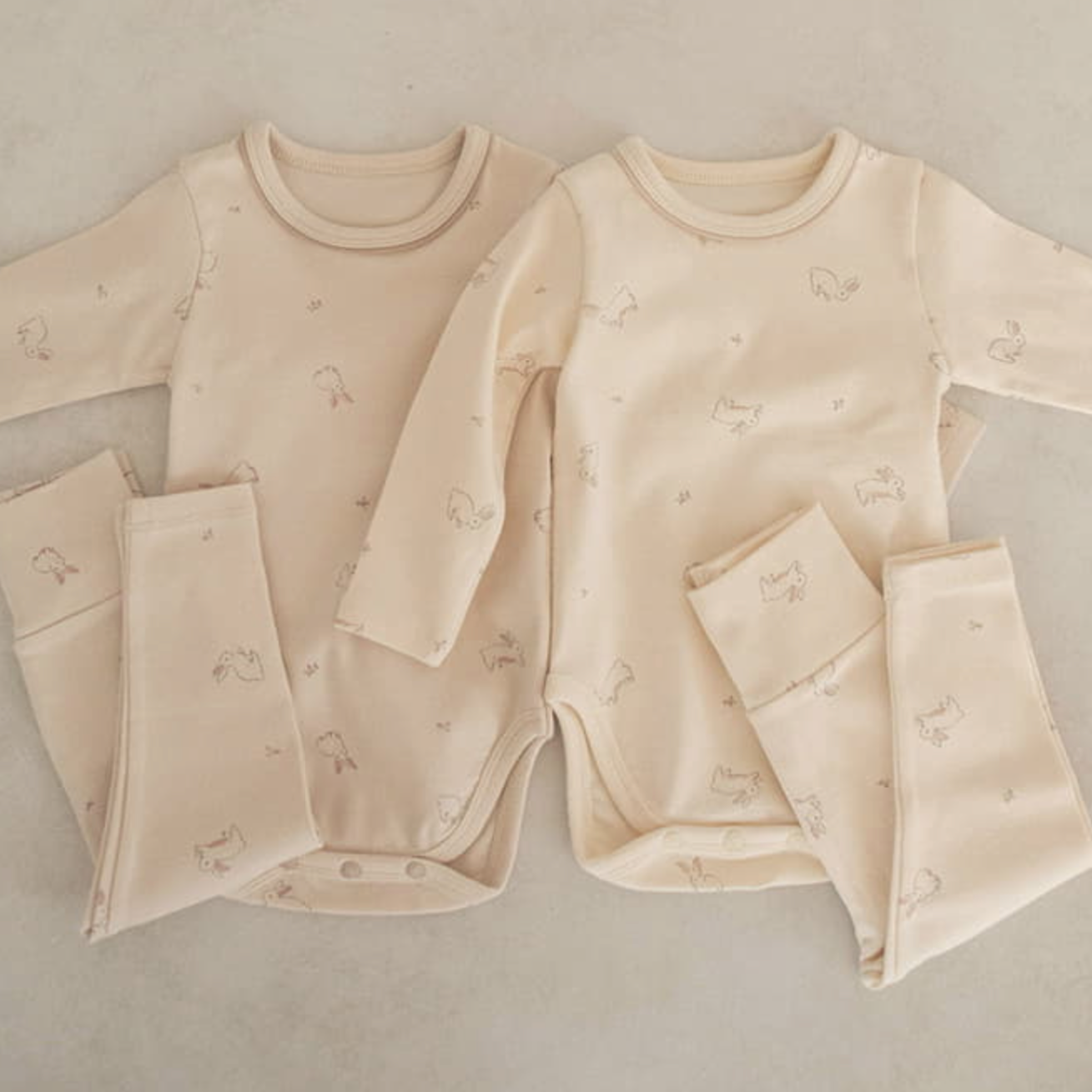 Bunny Print Bodysuit + Bottom Set (Two Colours)
