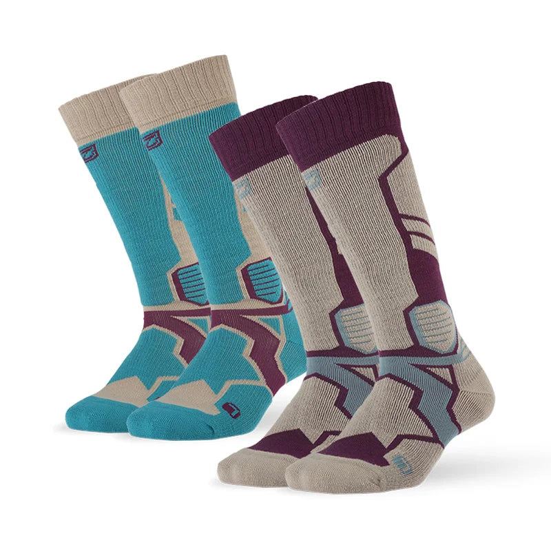 2 pairs Merino Wool Socks, ZEALWOOD Men's Women's  Skiing Trekking Socks Unisex Thermal Warm Winter Snow Cold Thick