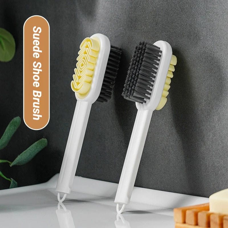 2 in 1 Scrub Suede Shoe Brush New Eraser Soft Suede Shoe Brush Cleaner Rubber Polish Eraser with Soft Plastic Bristles for Suede