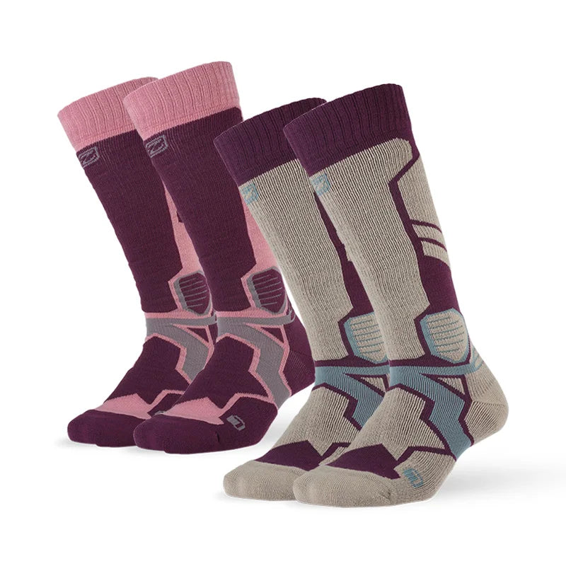 2 pairs Merino Wool Socks, ZEALWOOD Men's Women's  Skiing Trekking Socks Unisex Thermal Warm Winter Snow Cold Thick