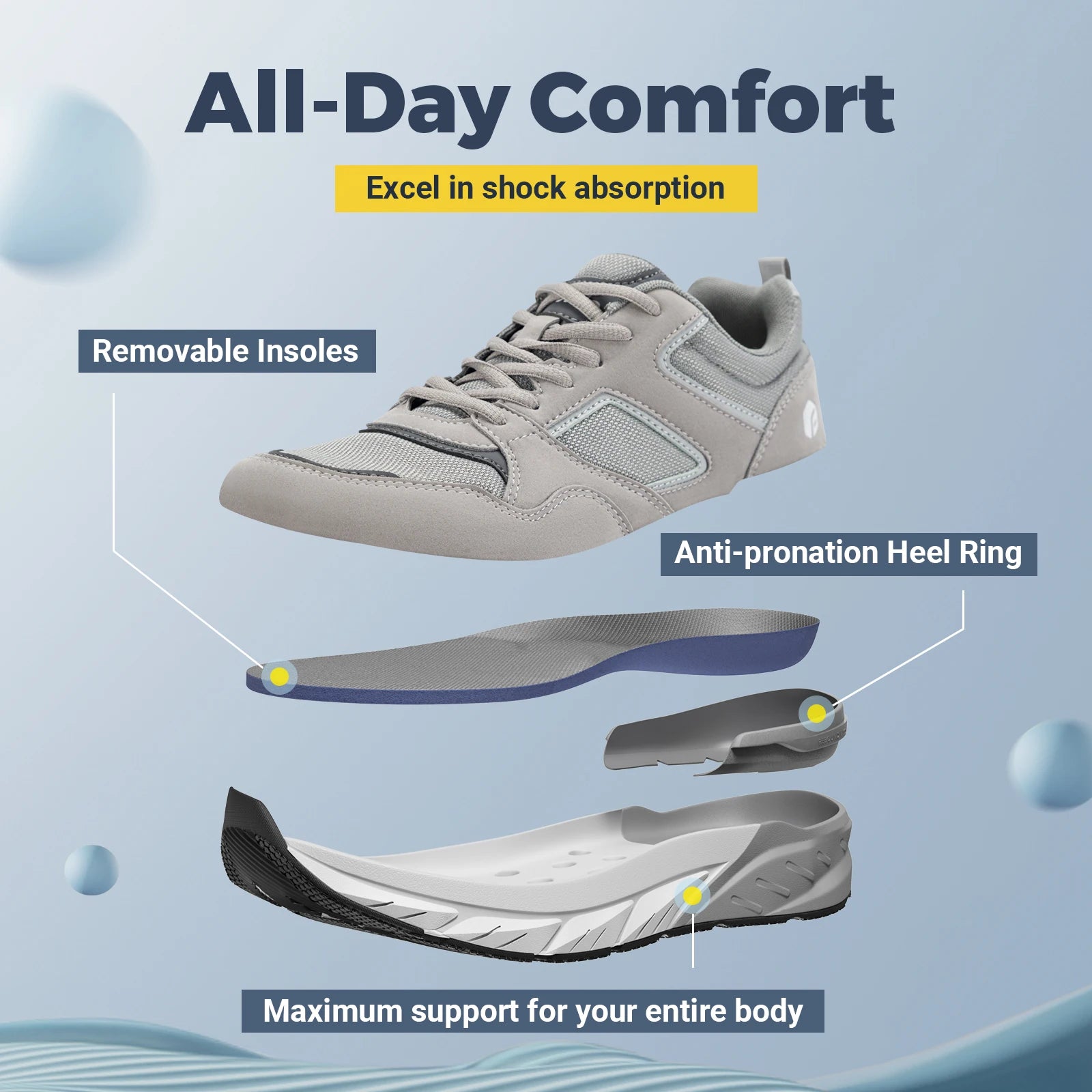 FitVille Newest Running Shoes for Men 4E Wide Width Sneakers with Arch Support for Flat Feet Heel Pain Relief Plantar Fasciitis