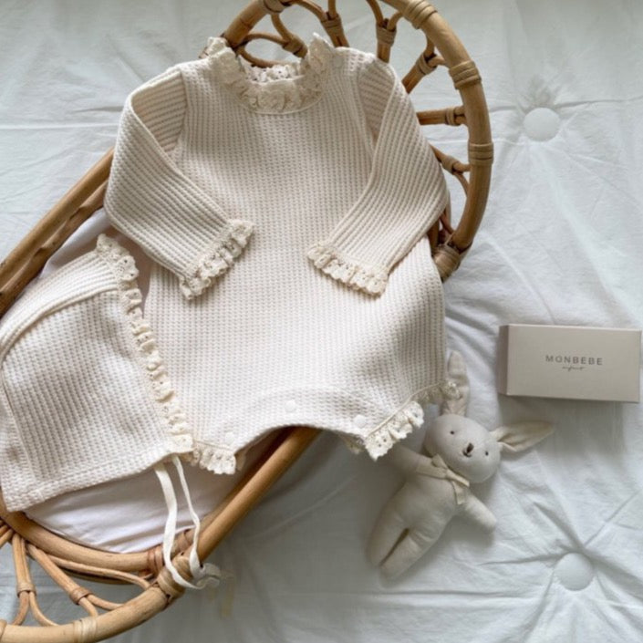 Shiloh Waffle Bodysuit + Bonnet Set (Two Colours)