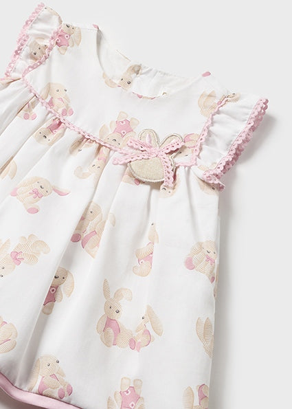 Mayoral Pink & Ivory Cotton Bunny Baby Blanket